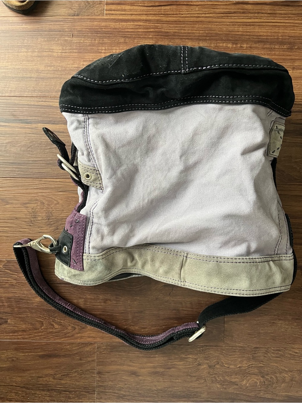 Vintage Lucky Brand Canvas and Suede Bucket Bag 90s 00s - Picture 3 of 6